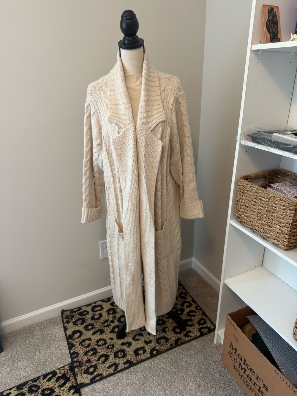 Torrid Cream Cable Knit Open-Front Long Cardigan Sweater